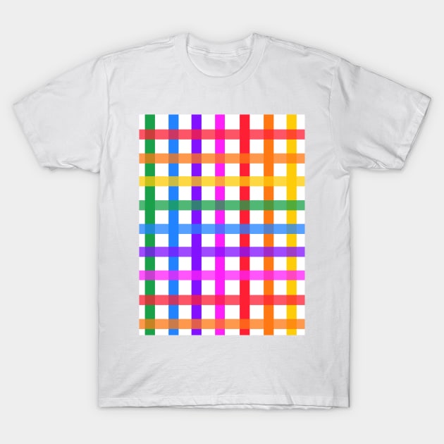 Bright rainbow plaid T-Shirt by bettyretro